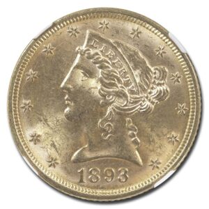 1893 $5.00 Liberty Gold Half Eagle