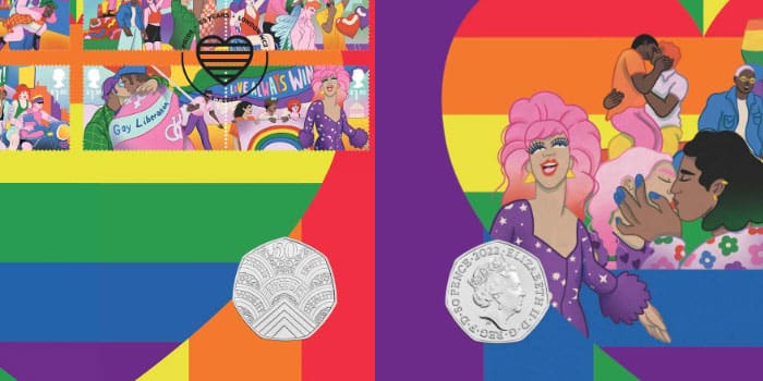 Des 50p marquant le 50e anniversaire de la Pride UK